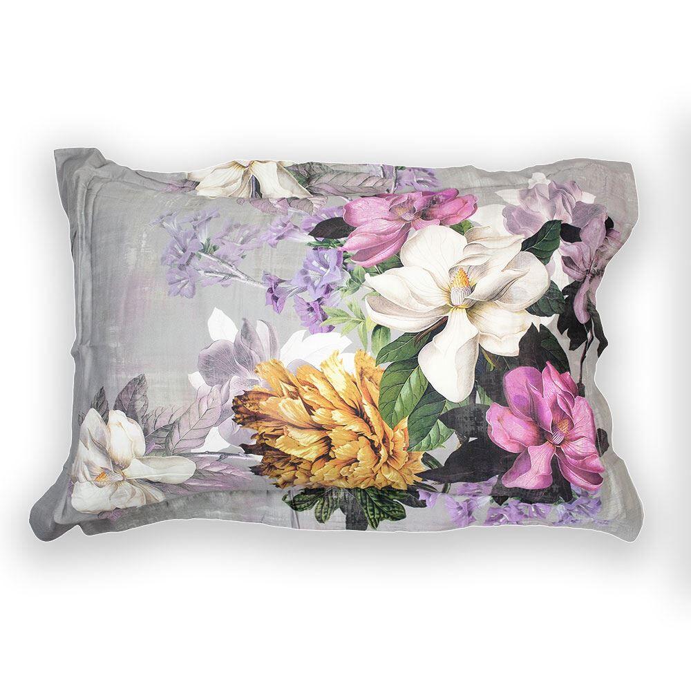 Scatter Box Magnolia Floral 100% Cotton Oxford Pillow Cases, Grey, Pair