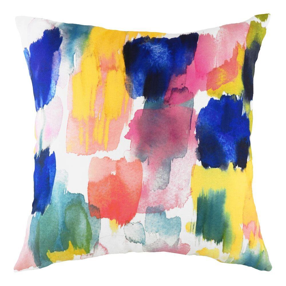Evans Lichfield Aquarelle Brushstrokes Watercolour Print Cushion Cover, Multi, 43 x 43 Cm