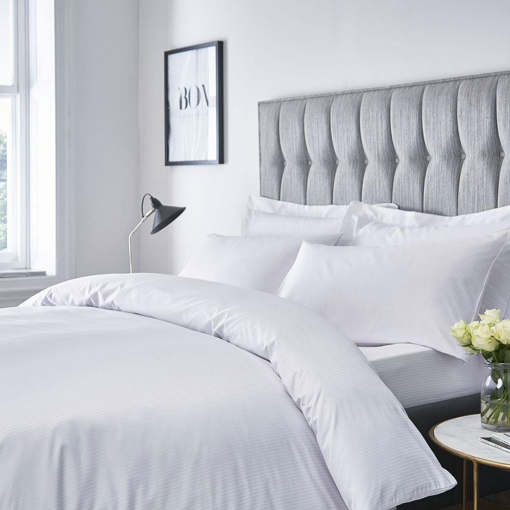 Catherine Lansfield Platinum Satin Stripe 300 Thread Count Duvet Cover Set