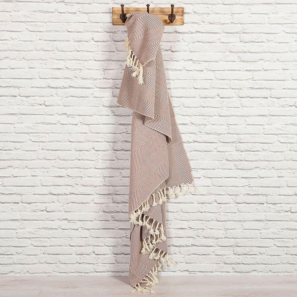 Scatter Box Chevron Herringbone Fringed Throw, Heather, 130 x 180 Cm