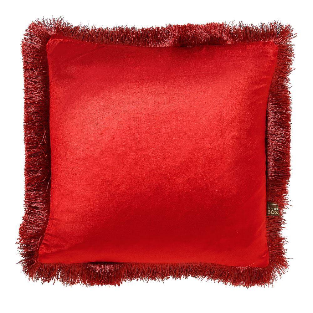 Scatter Box Lexi Velour Fringed Feather Filled Cushion, 43 x 43 Cm