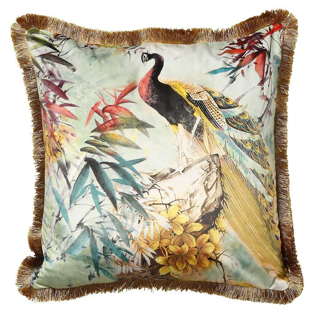 Scatter Box Shiva Floral Fringed Feather Filled Cushion