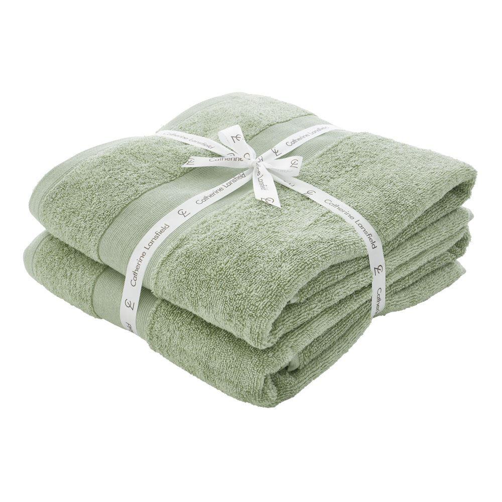 Catherine Lansfield Anti-Bacterial 100% Cotton Bath Sheet, 2 Pack